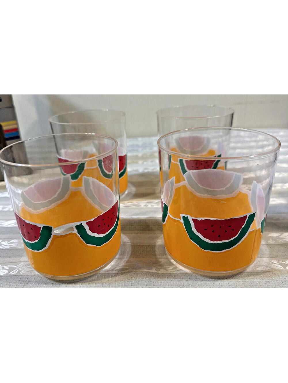 Vintage HIMARK Cameleon Watermelon Acrylic 8oz Drinking Tumblers/ Glasses X 4